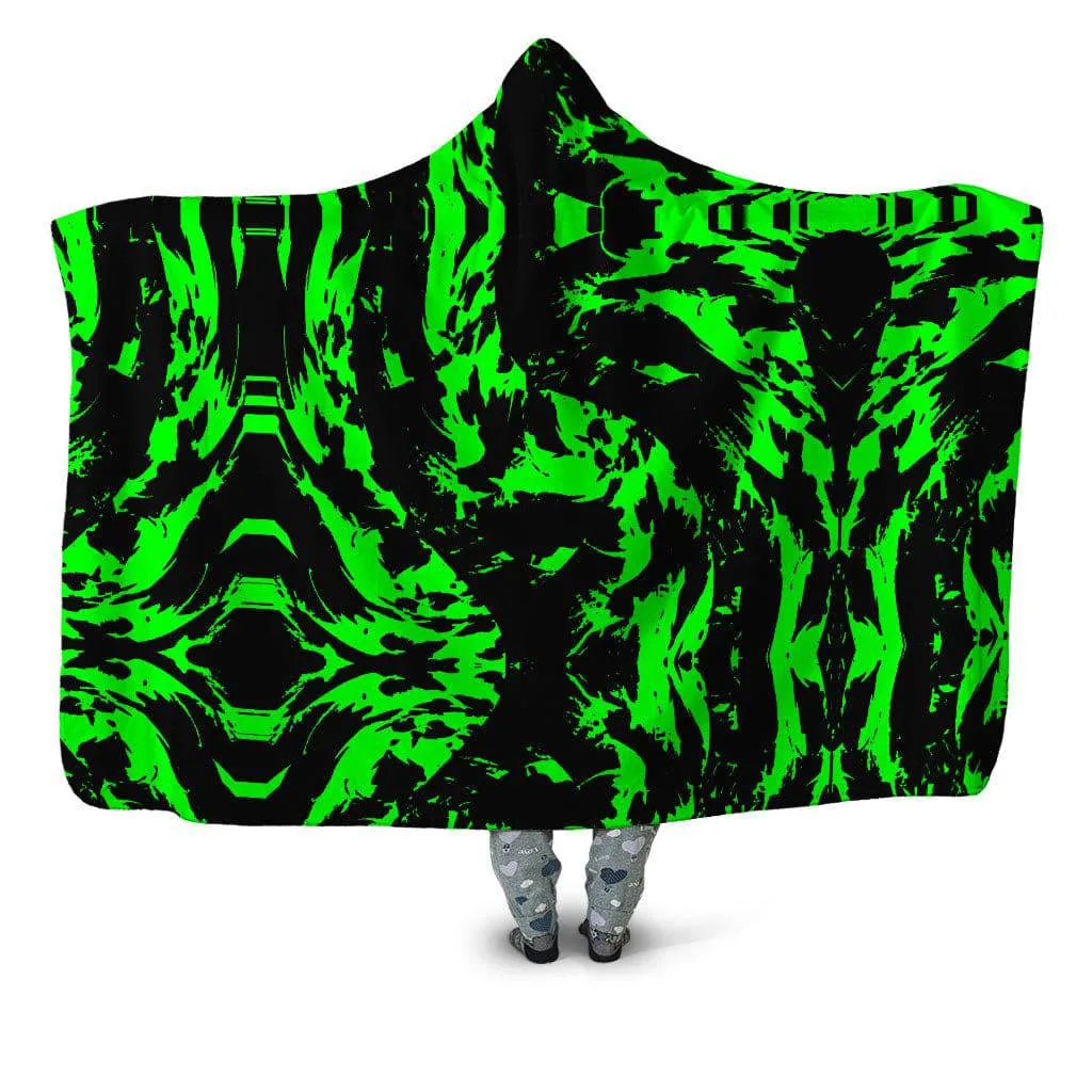 Neon Graffiti Paint Splatter Hooded Blanket