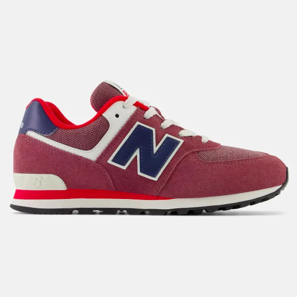 New Balance Big Kid’s 574 Washed Burgundy with Navy