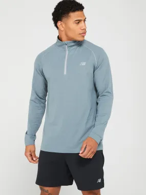 New Balance Mens Training Athletics Seamless 1/4 Zip - Grey