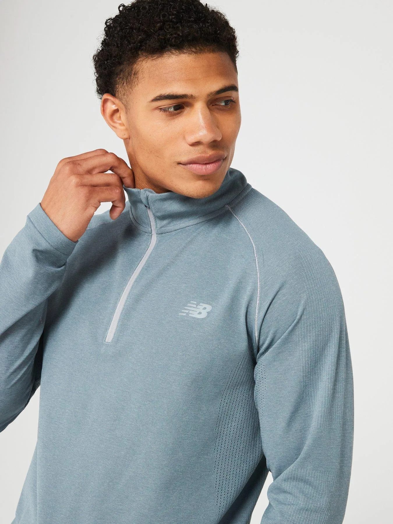 New Balance Mens Training Athletics Seamless 1/4 Zip - Grey