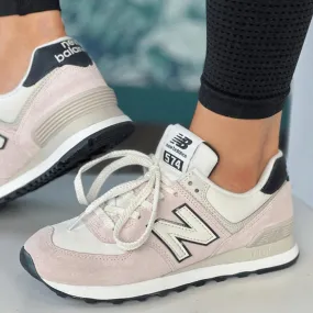 New Balance Women's 574 Pale Pink with Grey