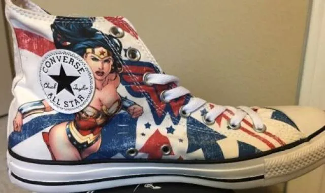 New Converse Chuck Taylor Hi WONDER WOMAN Flag Print DC ...