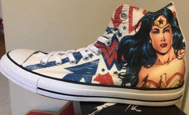 New Converse Chuck Taylor Hi WONDER WOMAN Flag Print DC ...