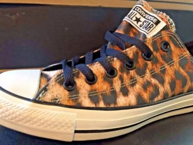 NEW Converse Leopard Print Chuck Taylor Lo Ox Black Mult...