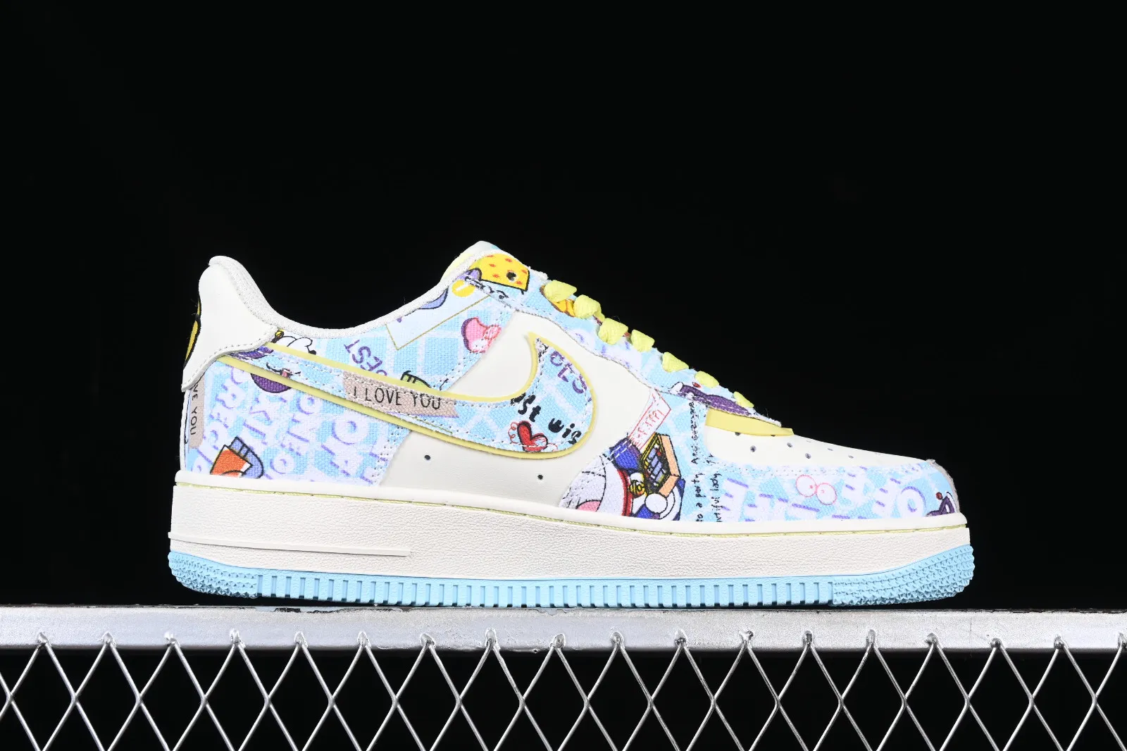 Nike Air Force 1 07 Low Beige Light Blue Lemon Yellow FB0607-055