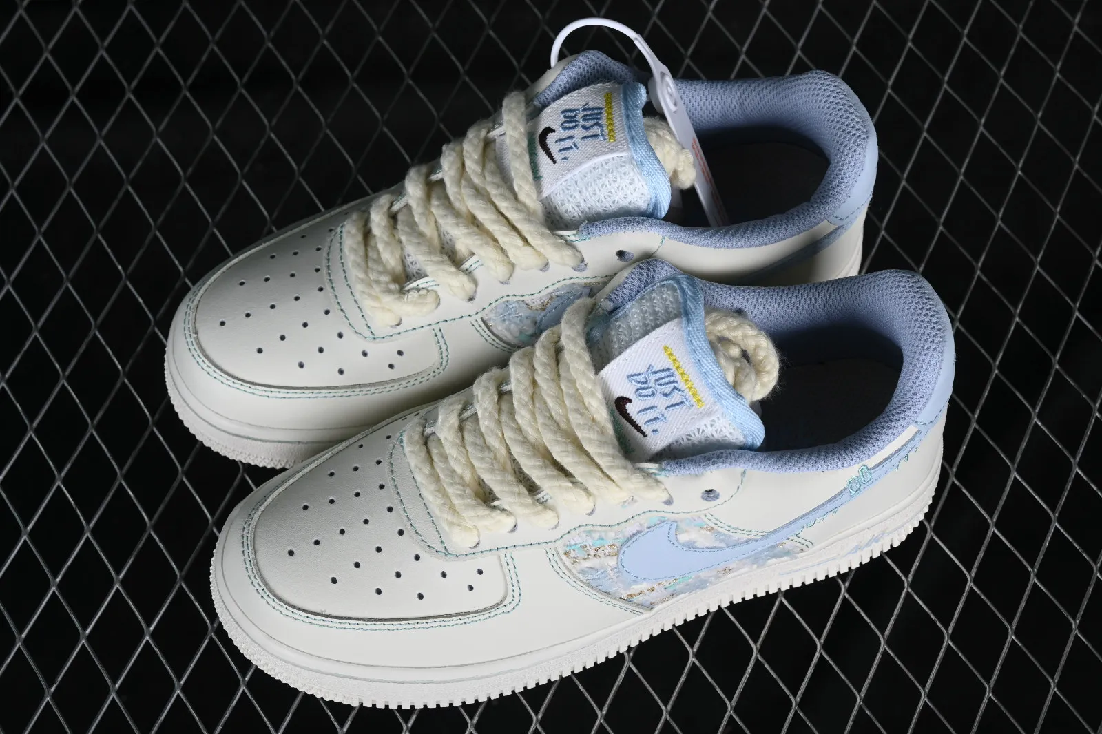 Nike Air Force 1 07 Low Just Do It Beige White Blue FJ7740-015