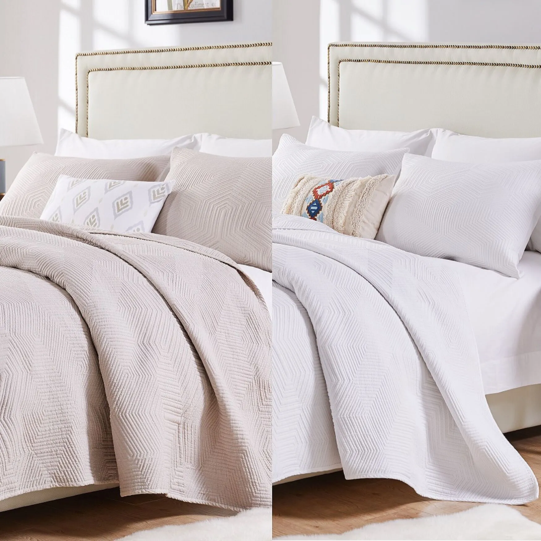 Parker White Quilt and Pillow Sham Set