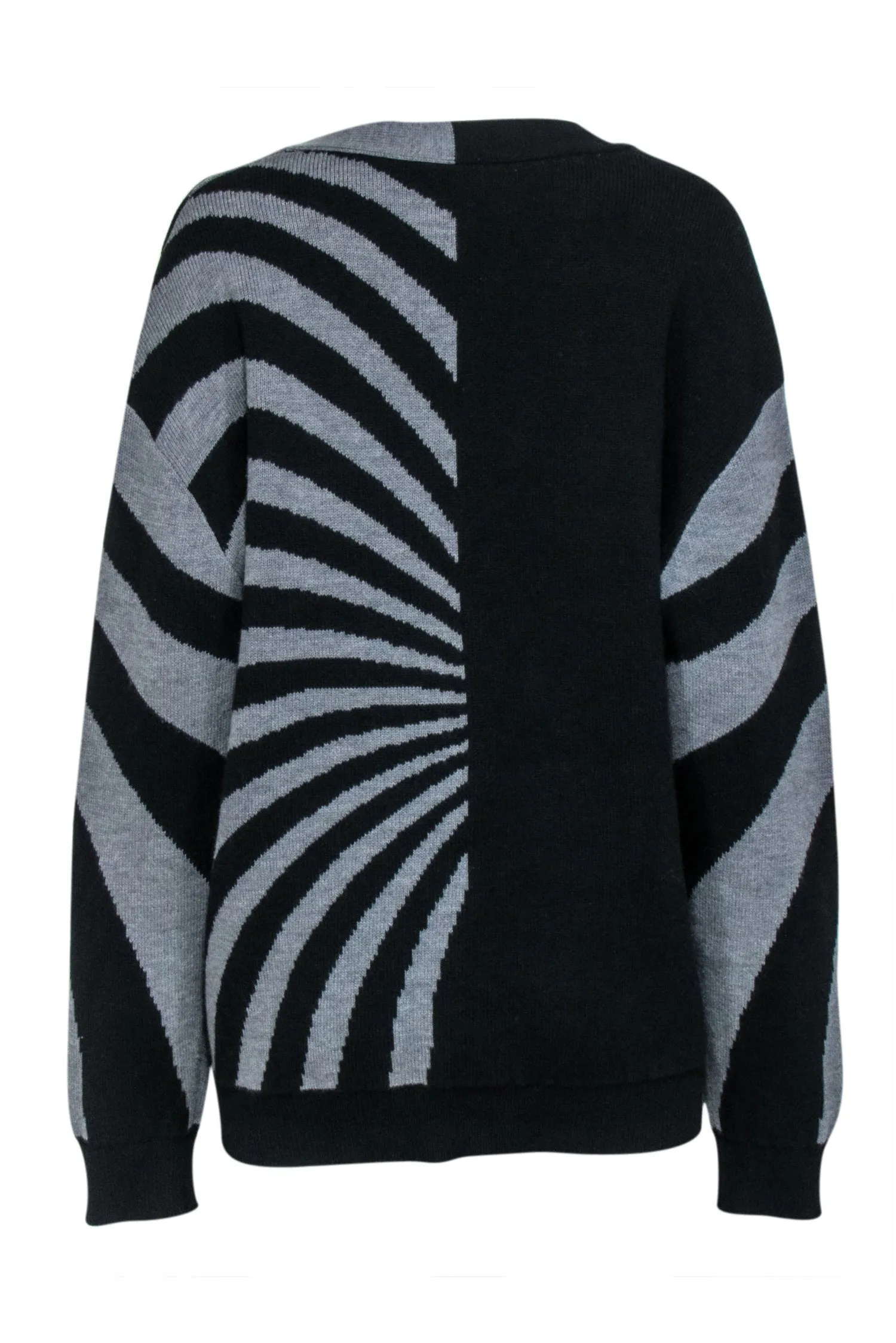 Proenza Schouler PSWL - Black & Grey Two-Tone Wool Blend Cardigan Sz L