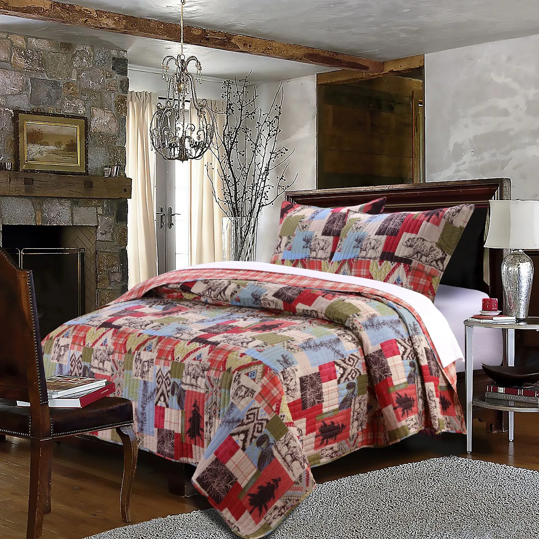 Rustic Lodge Quilt And Pillow Sham Set