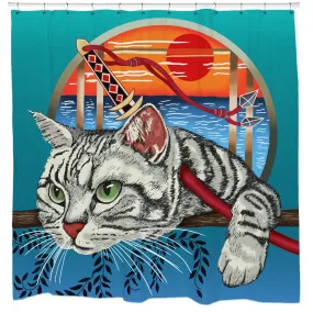 Samurai Cat Shower Curtain