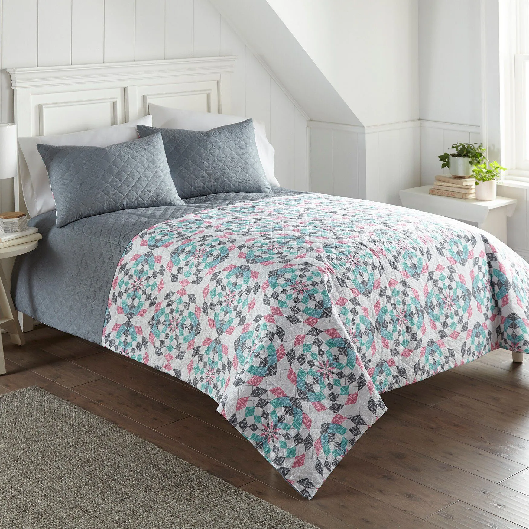 Seersucker Geo Design 6-in-1 Quilt Set