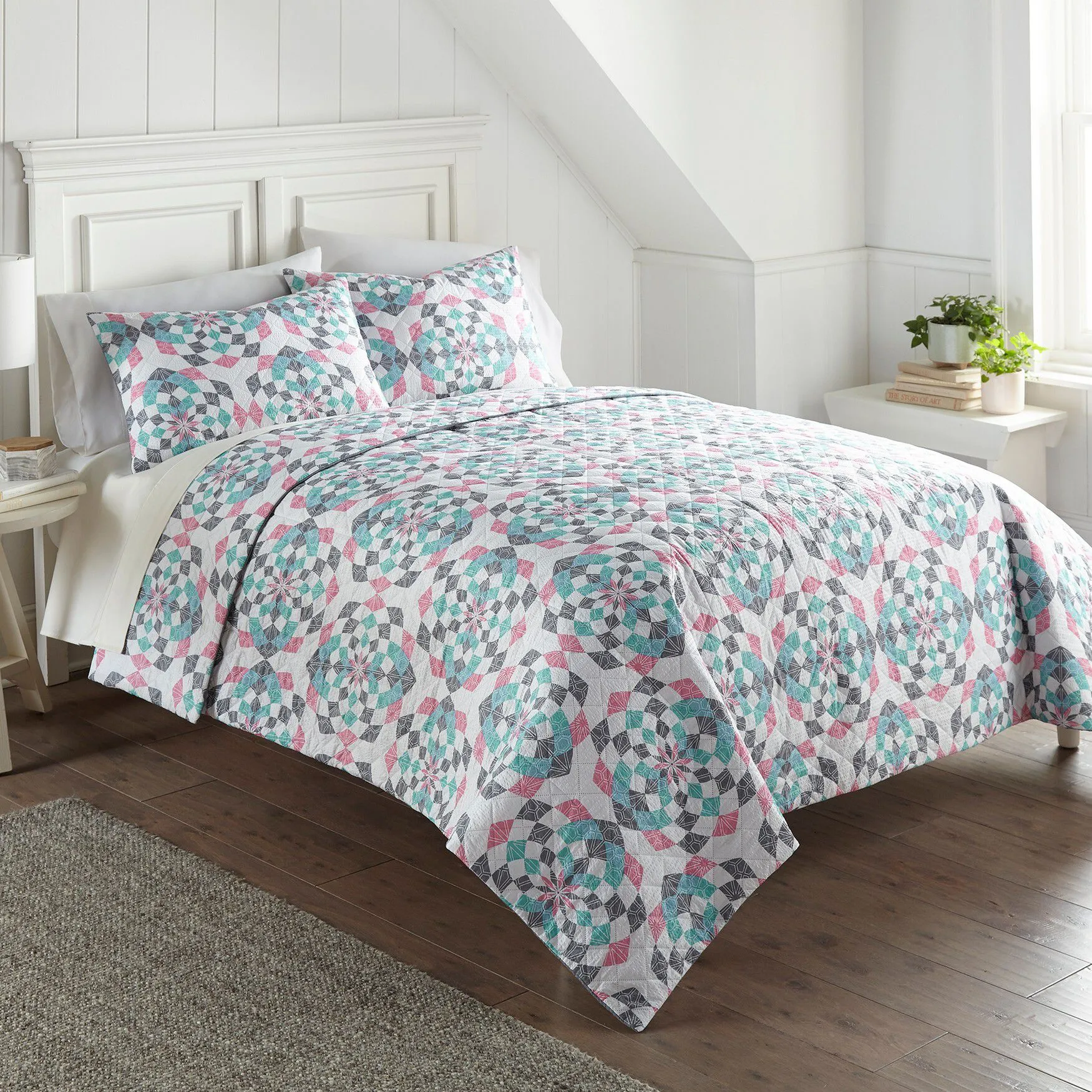 Seersucker Geo Design 6-in-1 Quilt Set