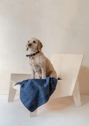 SMALL PET BLANKET-NAVY HERRINGBONE