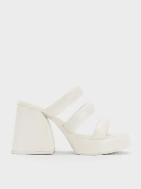 Tattie Puffy-Strap Platform Mules - White