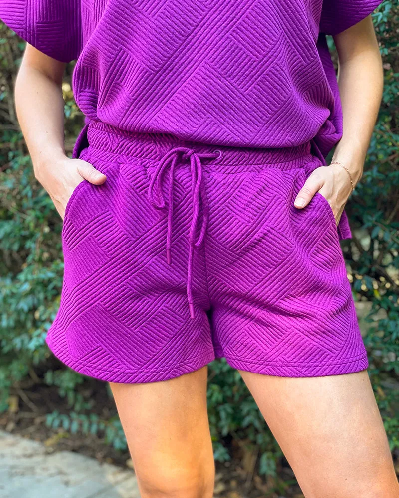 Textured Soft Shorts - Purple