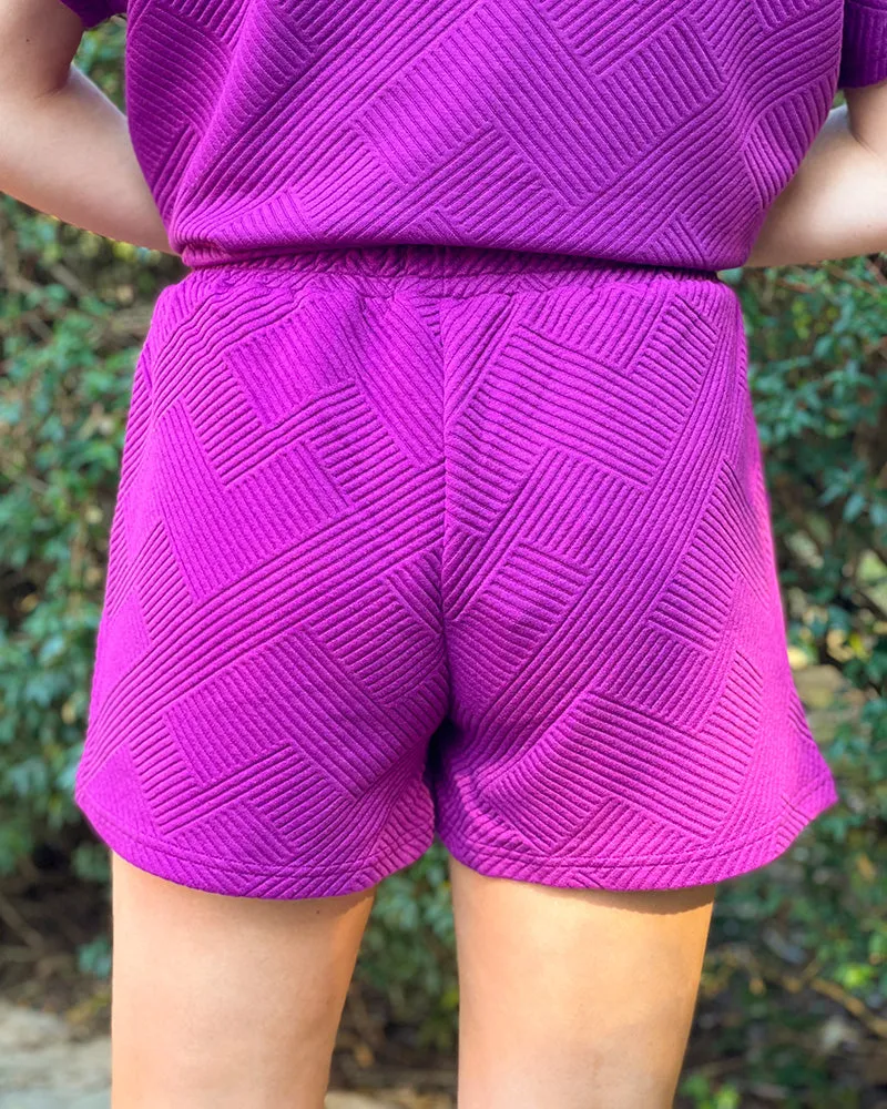 Textured Soft Shorts - Purple