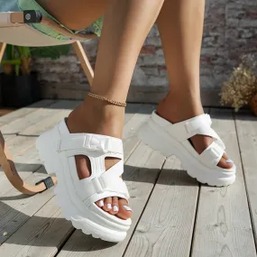 Thick-Sole Sandals with Adjustable Buckle Straps