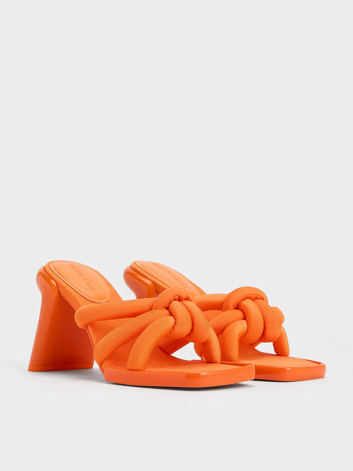 Toni Knotted Puffy-Strap Mules - Orange