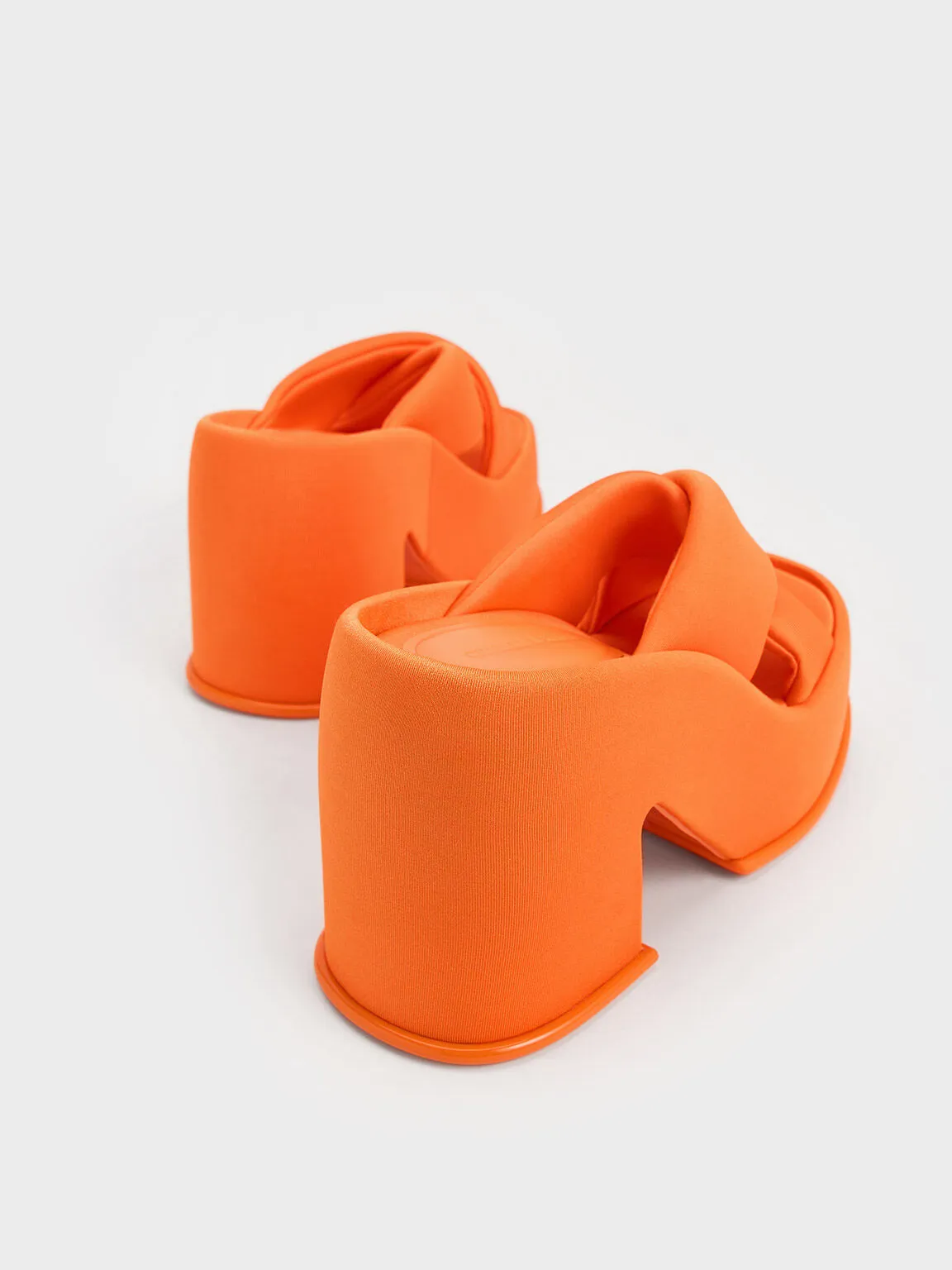 Toni Puffy-Strap Crossover Platform Mules - Orange