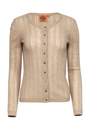 Tory Burch - Beige Cashmere Knit Cardigan Sz M