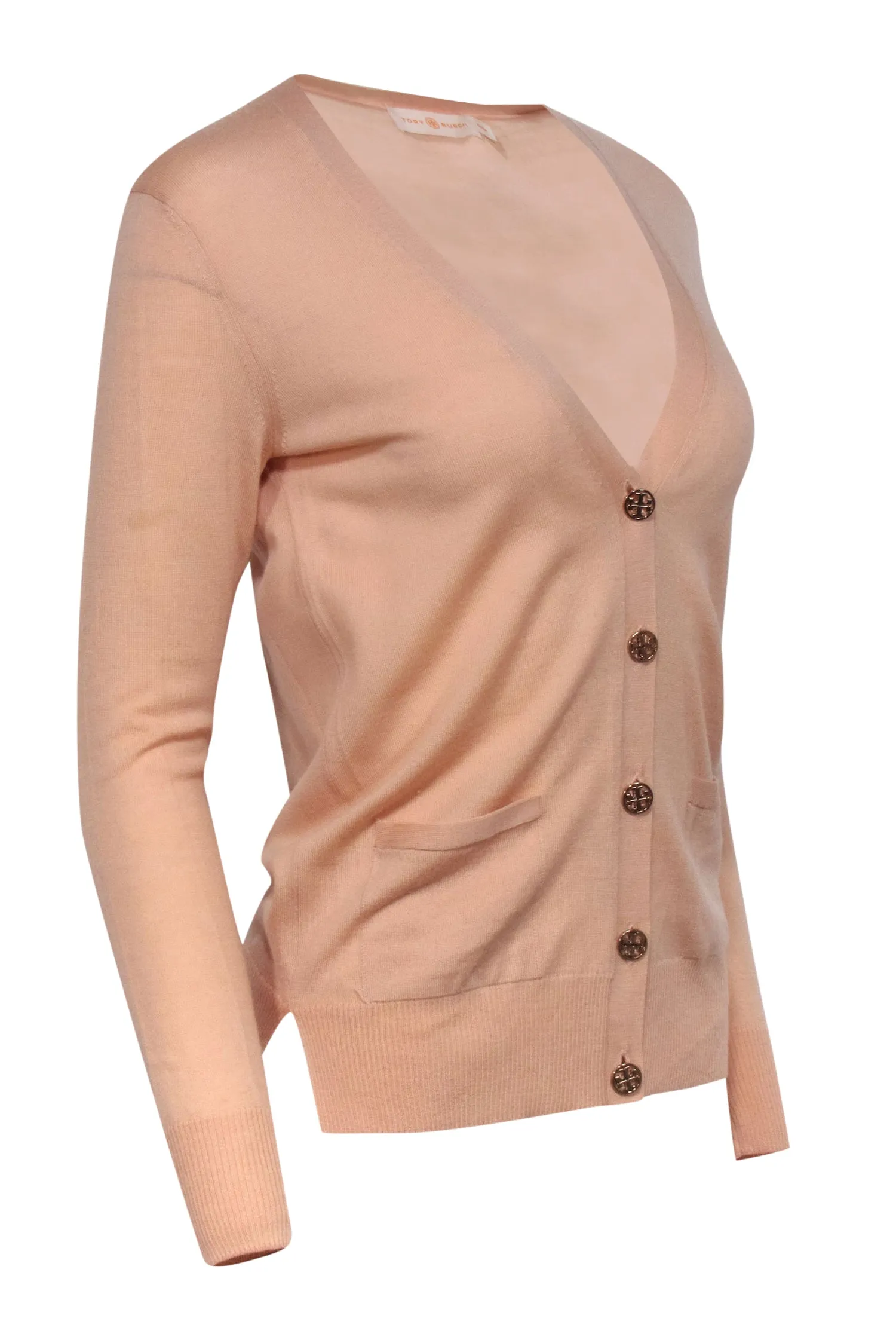 Tory Burch - Peach Wool V-neck Cardigan Sz XS