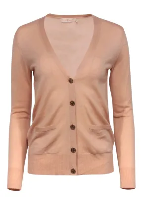 Tory Burch - Peach Wool V-neck Cardigan Sz XS