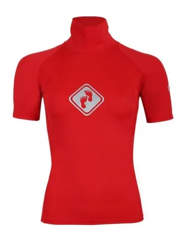 Two Bare Feet Unisex Short Sleeve Rash Vest (Red)  New and improved, this short sleeve rash vest from Two Bare Feet is available