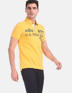 U.S. Polo Assn. Denim Co. Yellow Cut And Sew Panel Embroidered Polo Shirt