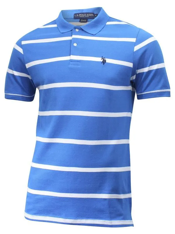 U.S. Polo Association Men's Short Sleeve Striped Pique Polo Shirt