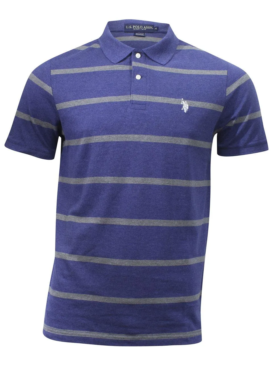 U.S. Polo Association Men's Short Sleeve Striped Pique Polo Shirt