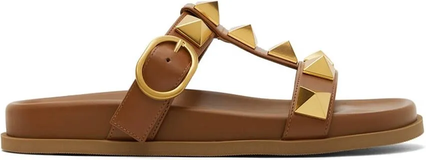 Valentino Garavani Tan Leather Roman Stud Sandals