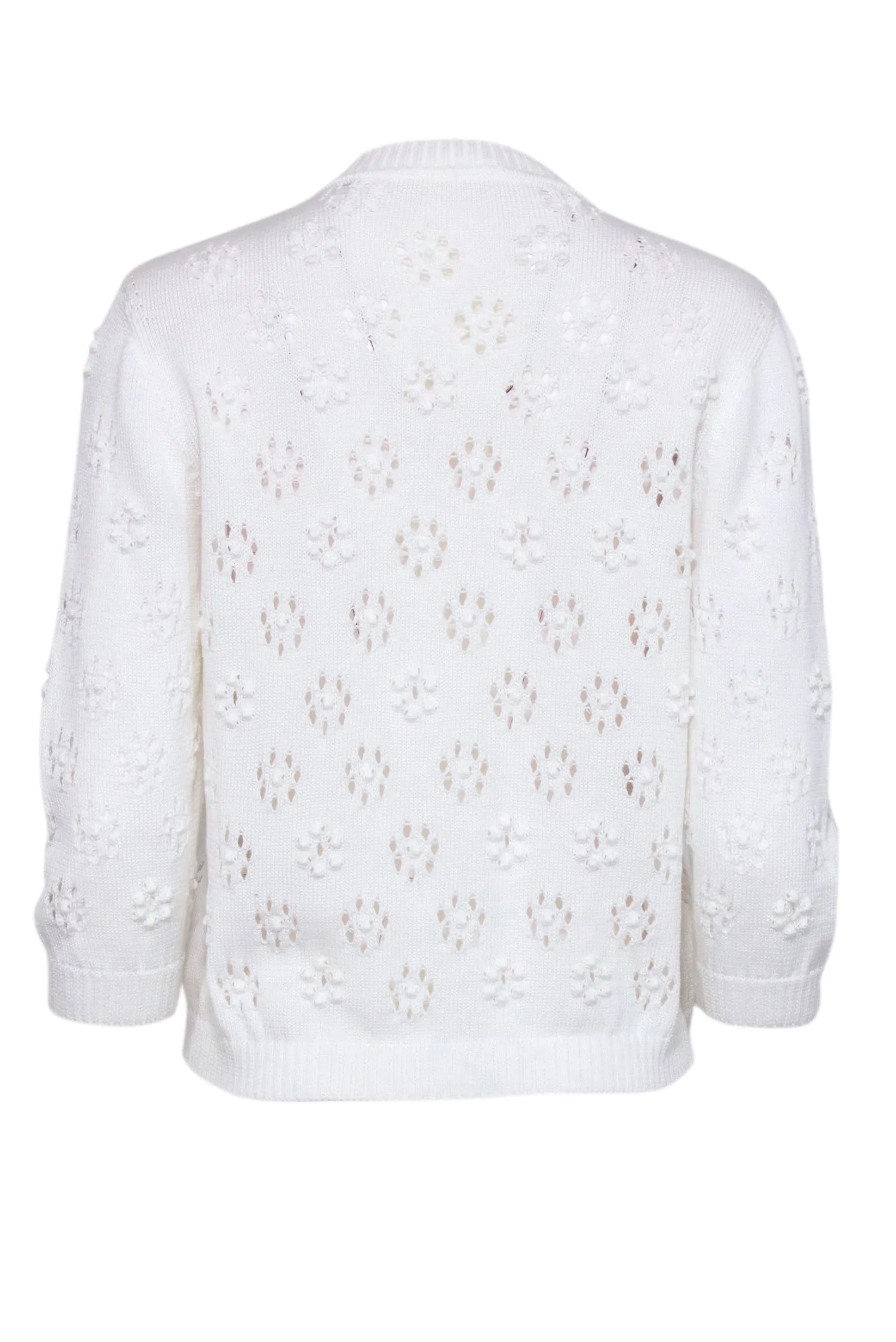 Valentino - Ivory Flower Eyelet Cardigan Sz M