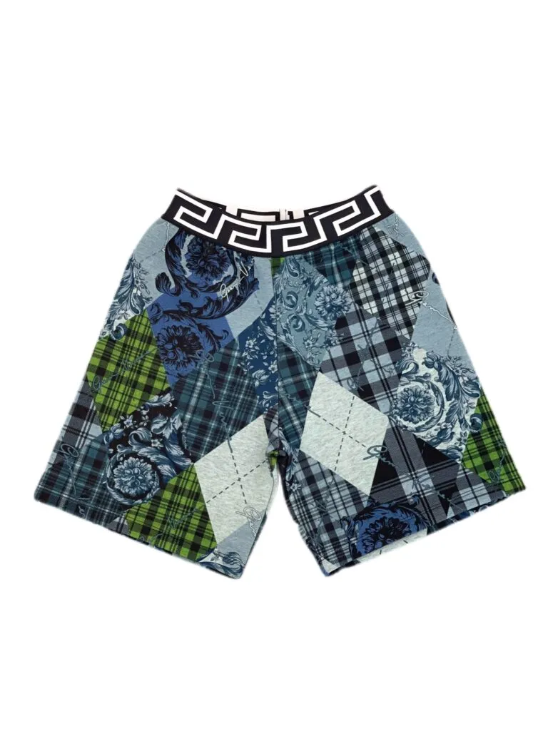 ----Versace   ----Blue Check Shorts ---