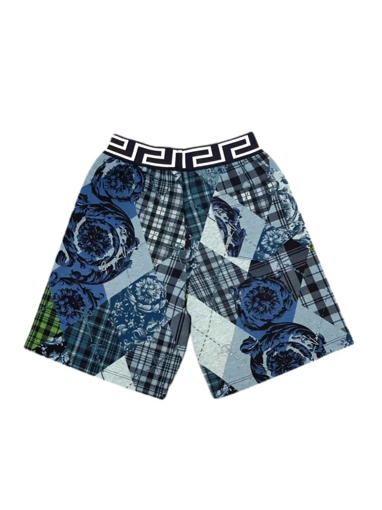 ----Versace   ----Blue Check Shorts ---