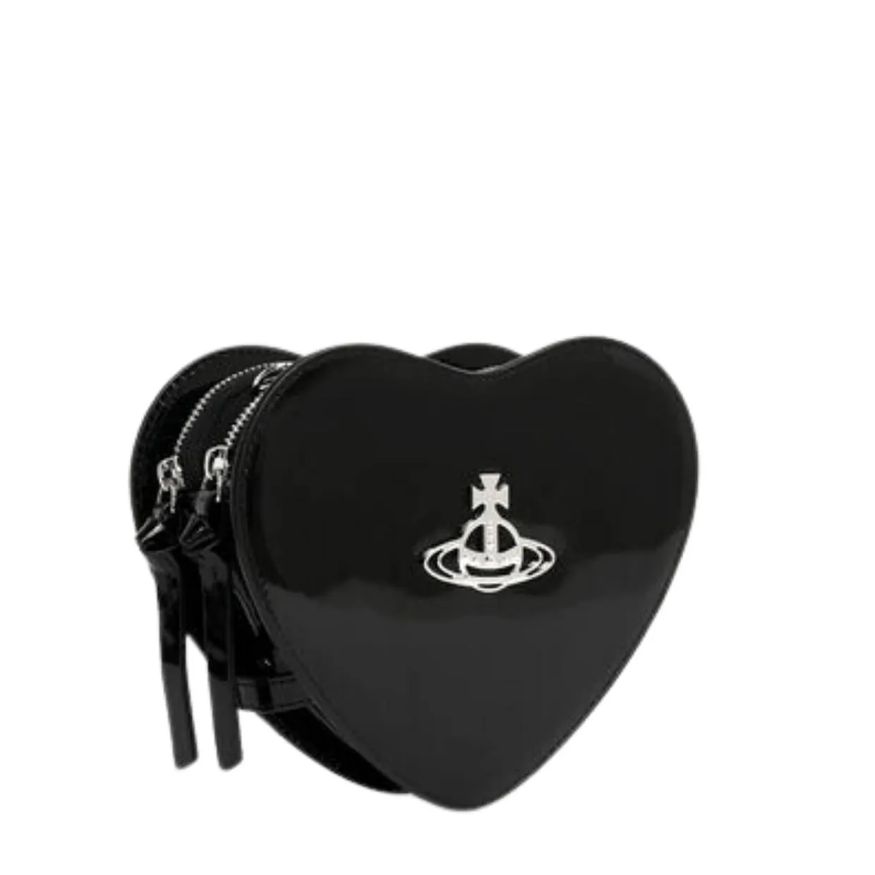 Vivienne Westwood Black Shiny Patent Louise Heart Crossbody Bag