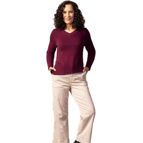 Women's Habitat Angled Rib V-Neck Sweater Wine