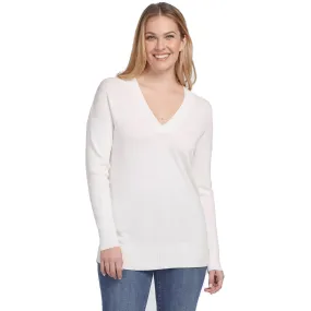 Women's Tribal V-Neck Sweater Cream