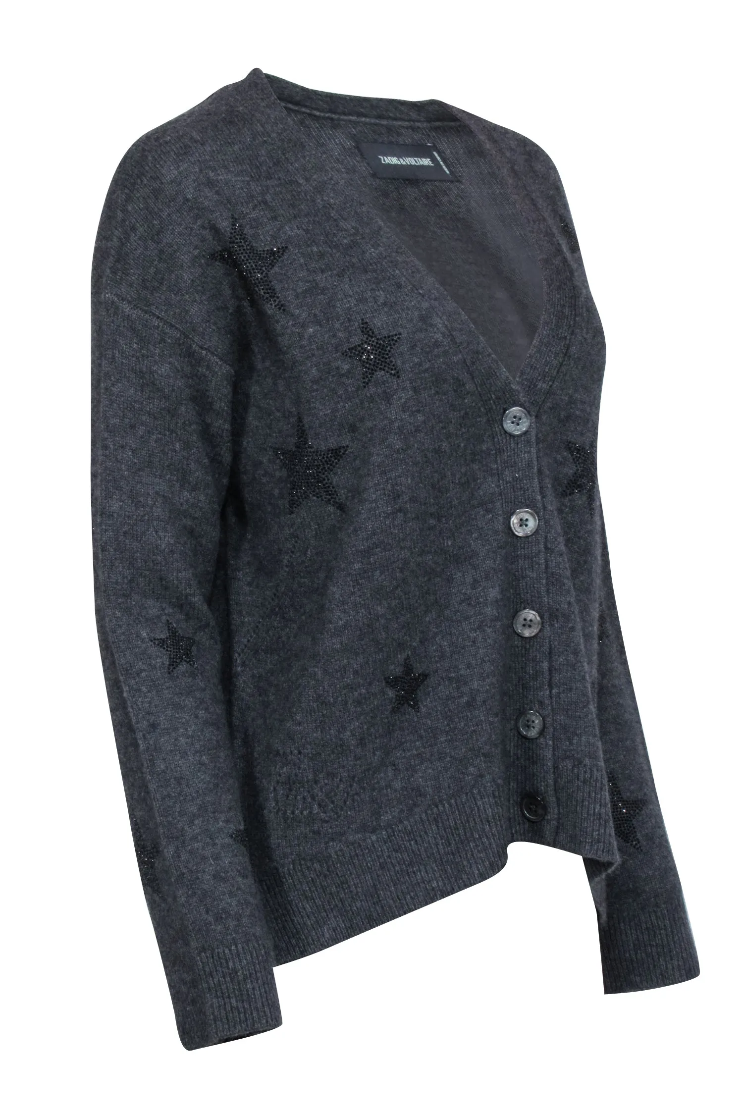 Zadig & Voltaire - Grey Cashmere Cardigan w/ Star Detail Sz M